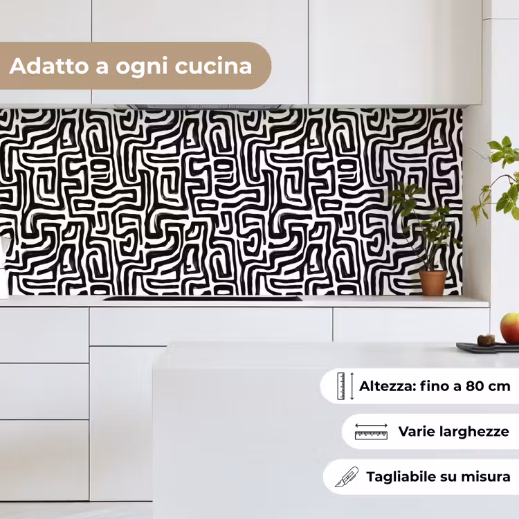 Schienale cucina - Grafica - Linee - Bianco e nero — 7