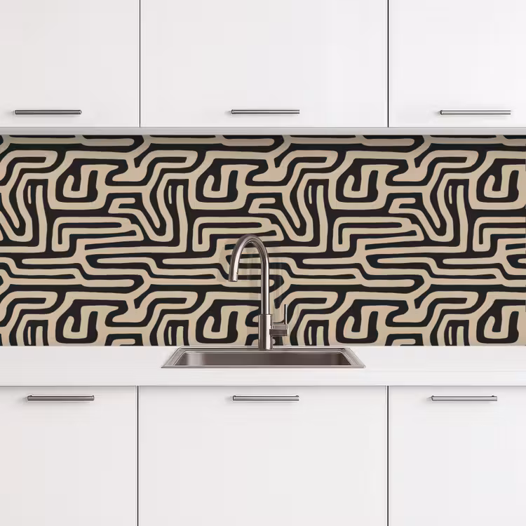 Schienale cucina - Grafica - Linee - Nero — 4