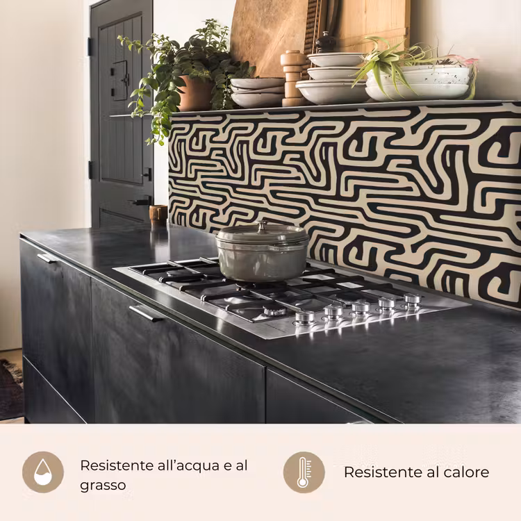 Schienale cucina - Grafica - Linee - Nero — 5