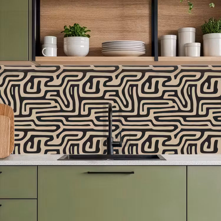 Schienale cucina - Grafica - Linee - Nero — 8