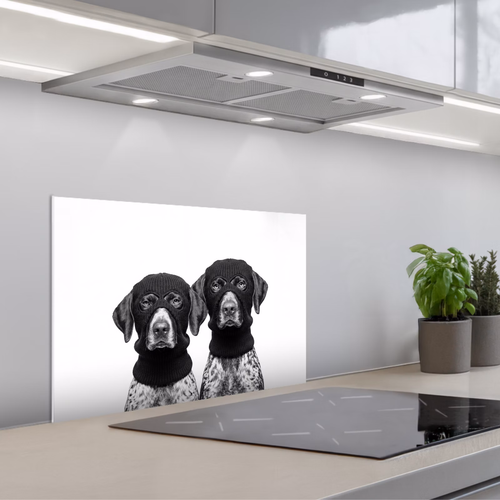 Paraschizzi cucina - Cani - passamontagna - Nero - bianco — 1