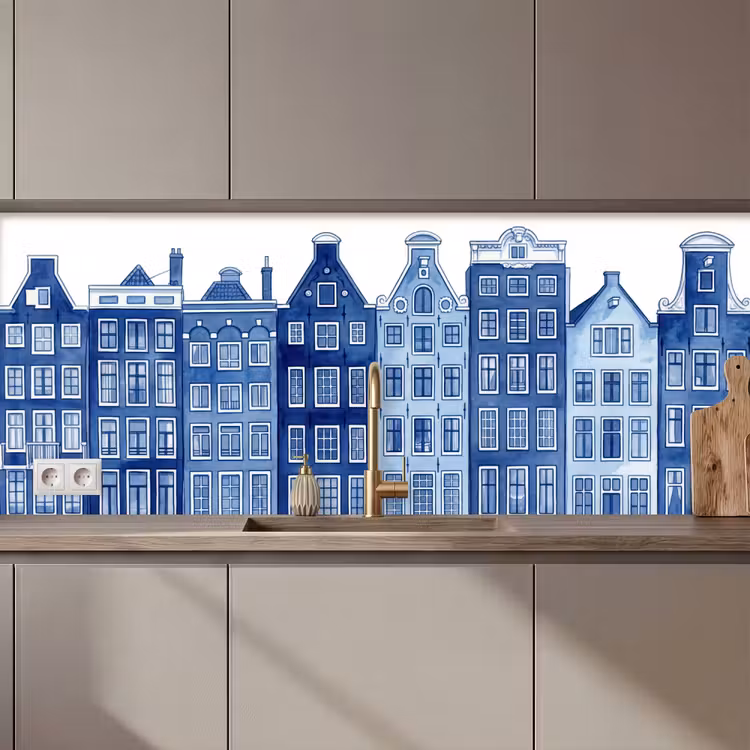 Schienale cucina - Acquerello - Case sul canale - Delftware — 1