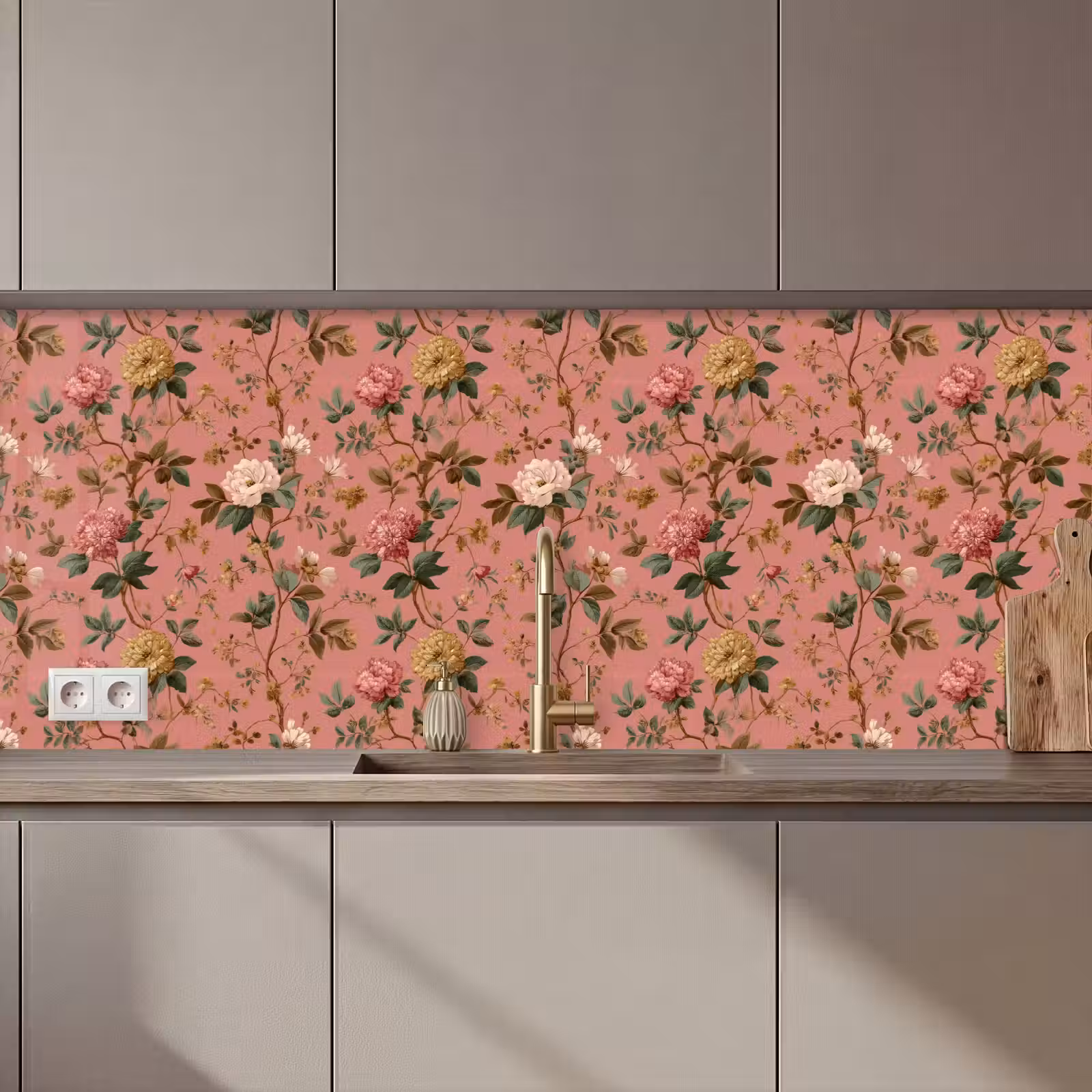 Schienale cucina - Classico - Botanico - Rosa — 1