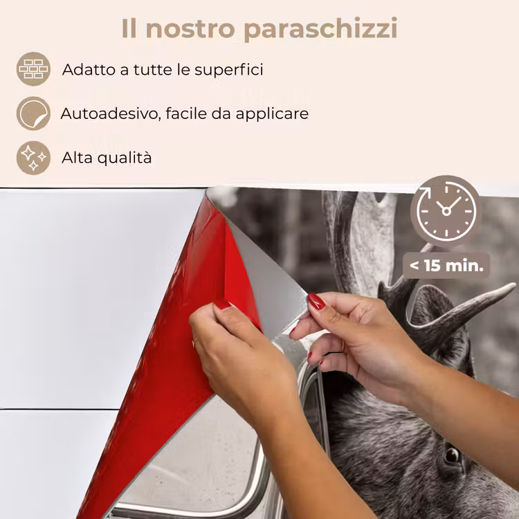 Paraschizzi cucina - Alce - Auto - Corna - Nero - Bianco — 4