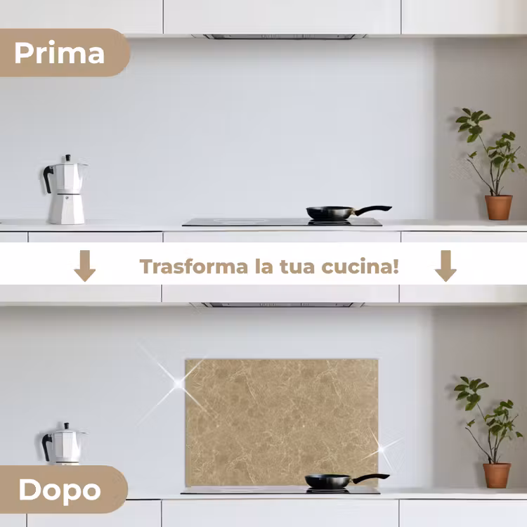 Paraschizzi cucina - Beige - Marmo - Venature bianche — 7