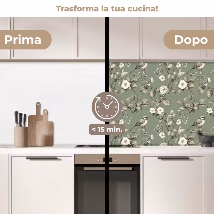 Schienale cucina - Botanico - Uccelli - Verde — 3