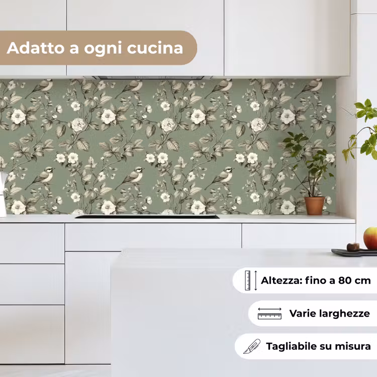 Schienale cucina - Botanico - Uccelli - Verde — 7