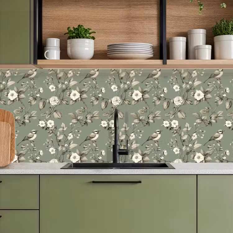 Schienale cucina - Botanico - Uccelli - Verde — 8