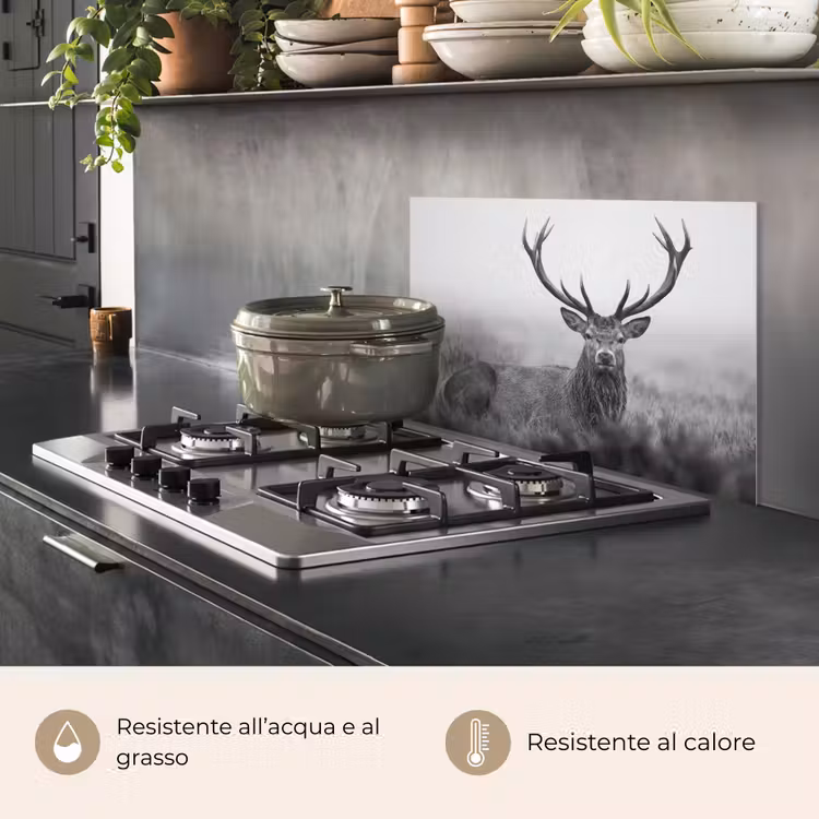Paraschizzi cucina - Cervo - Nebbia - Nero - Bianco — 2