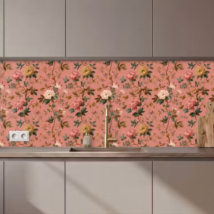 Schienale cucina - Classico - Botanico - Rosa — 1