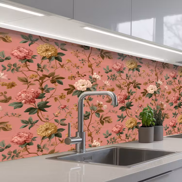 Schienale cucina - Classico - Botanico - Rosa — 2