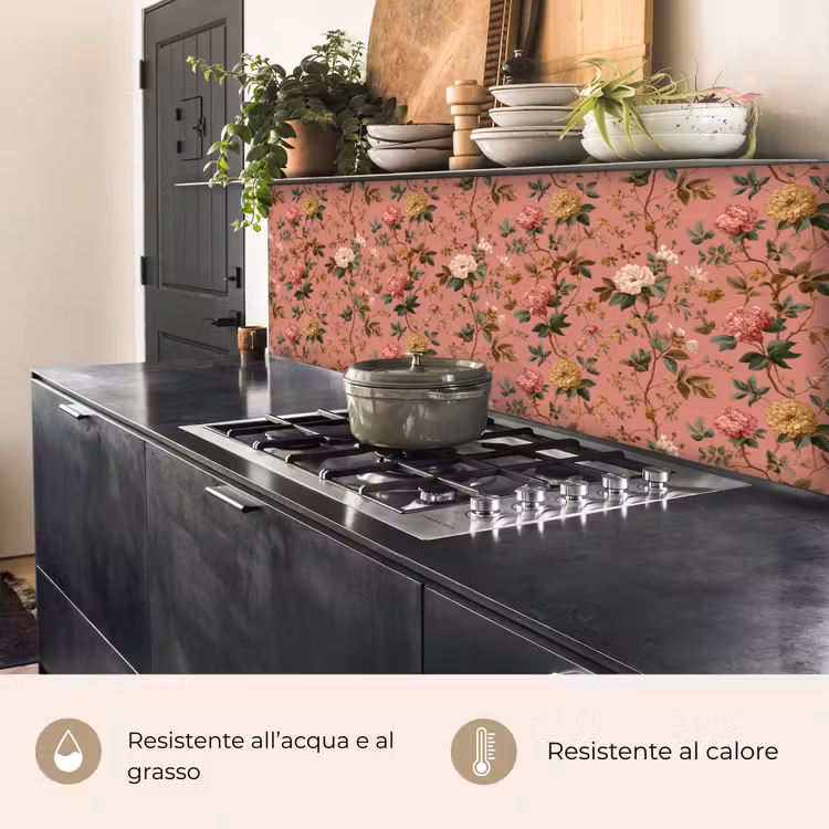 Schienale cucina - Classico - Botanico - Rosa — 5