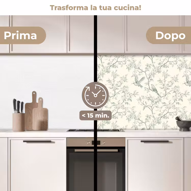 Schienale cucina - Classico - Uccelli - Verde — 3
