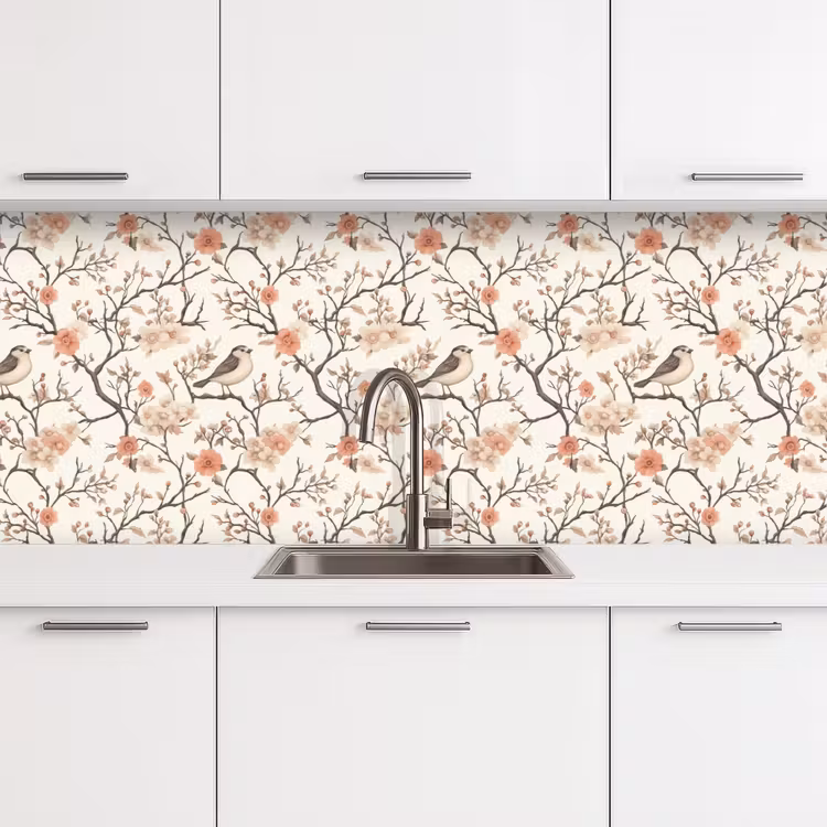 Schienale cucina - Fiori di ciliegio - Passero - Rosa — 4