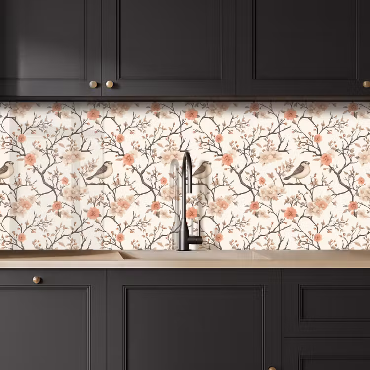 Schienale cucina - Fiori di ciliegio - Passero - Rosa — 6