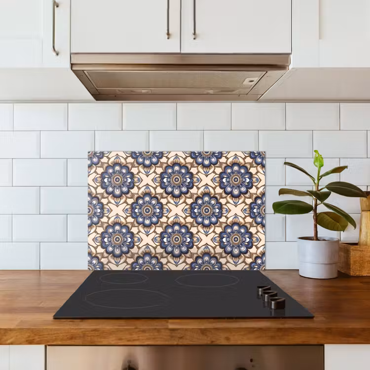 Paraschizzi cucina - Floreale - Ornamento - Blu — 3