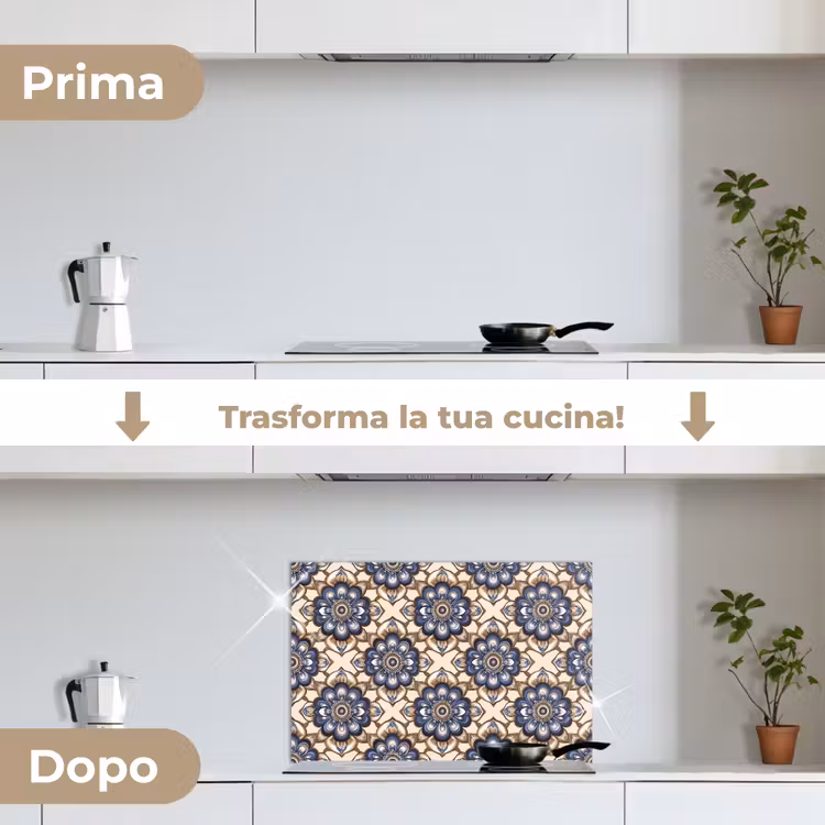 Paraschizzi cucina - Floreale - Ornamento - Blu — 7