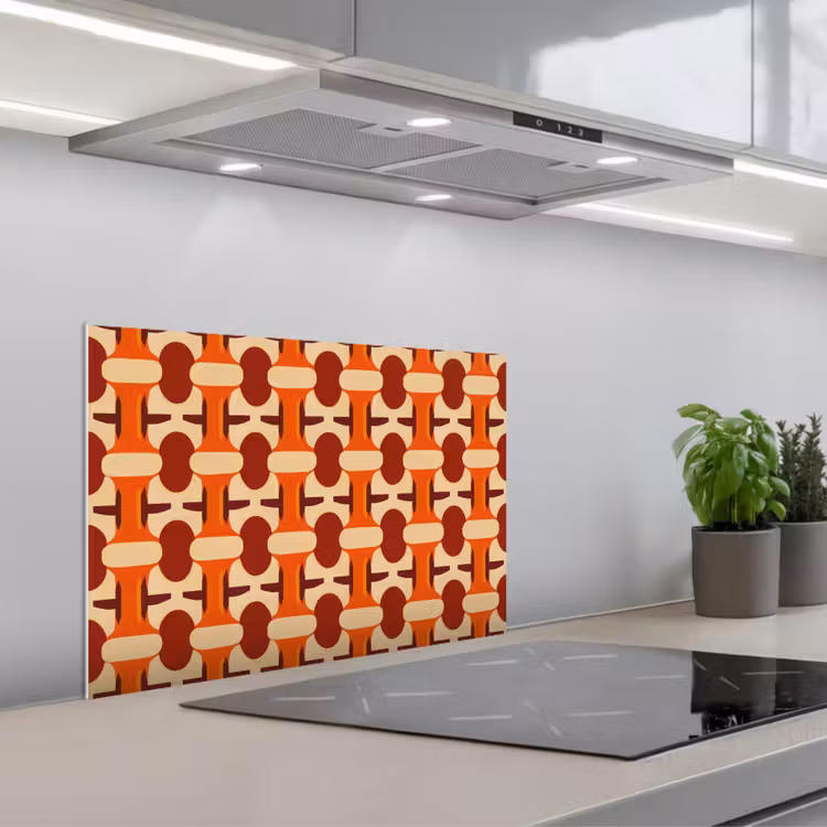 Paraschizzi cucina - Geometrico - Retrò - Arancione — 1