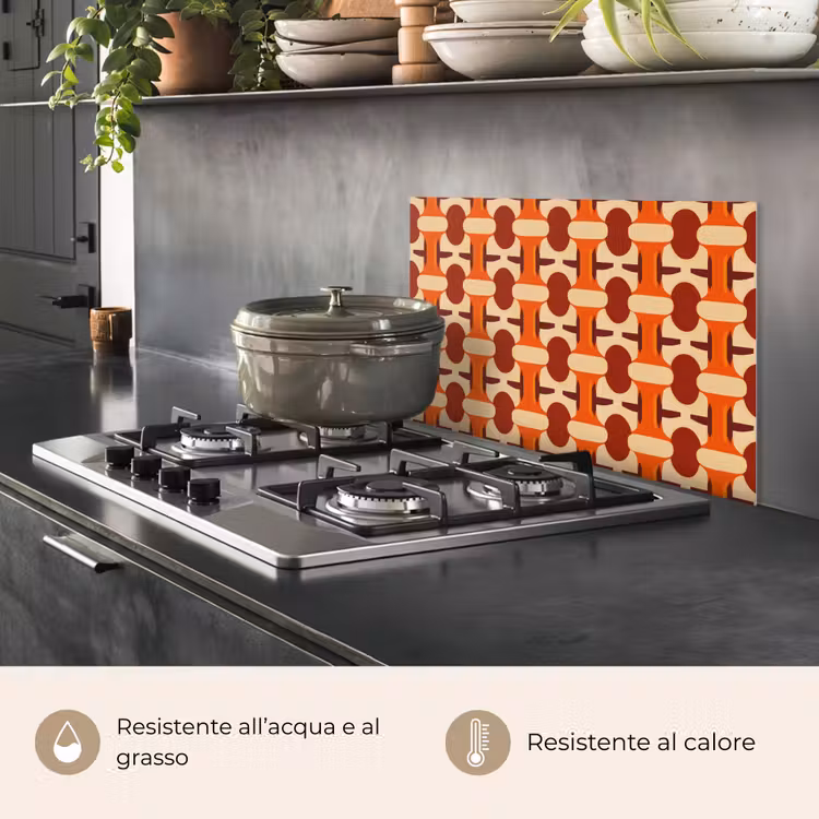 Paraschizzi cucina - Geometrico - Retrò - Arancione — 2