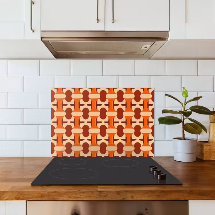 Paraschizzi cucina - Geometrico - Retrò - Arancione — 3