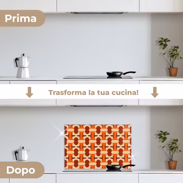 Paraschizzi cucina - Geometrico - Retrò - Arancione — 7
