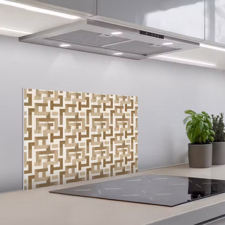 Paraschizzi cucina - Geometrico - Retrò - Marrone — 1