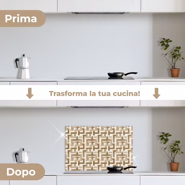 Paraschizzi cucina - Geometrico - Retrò - Marrone — 7