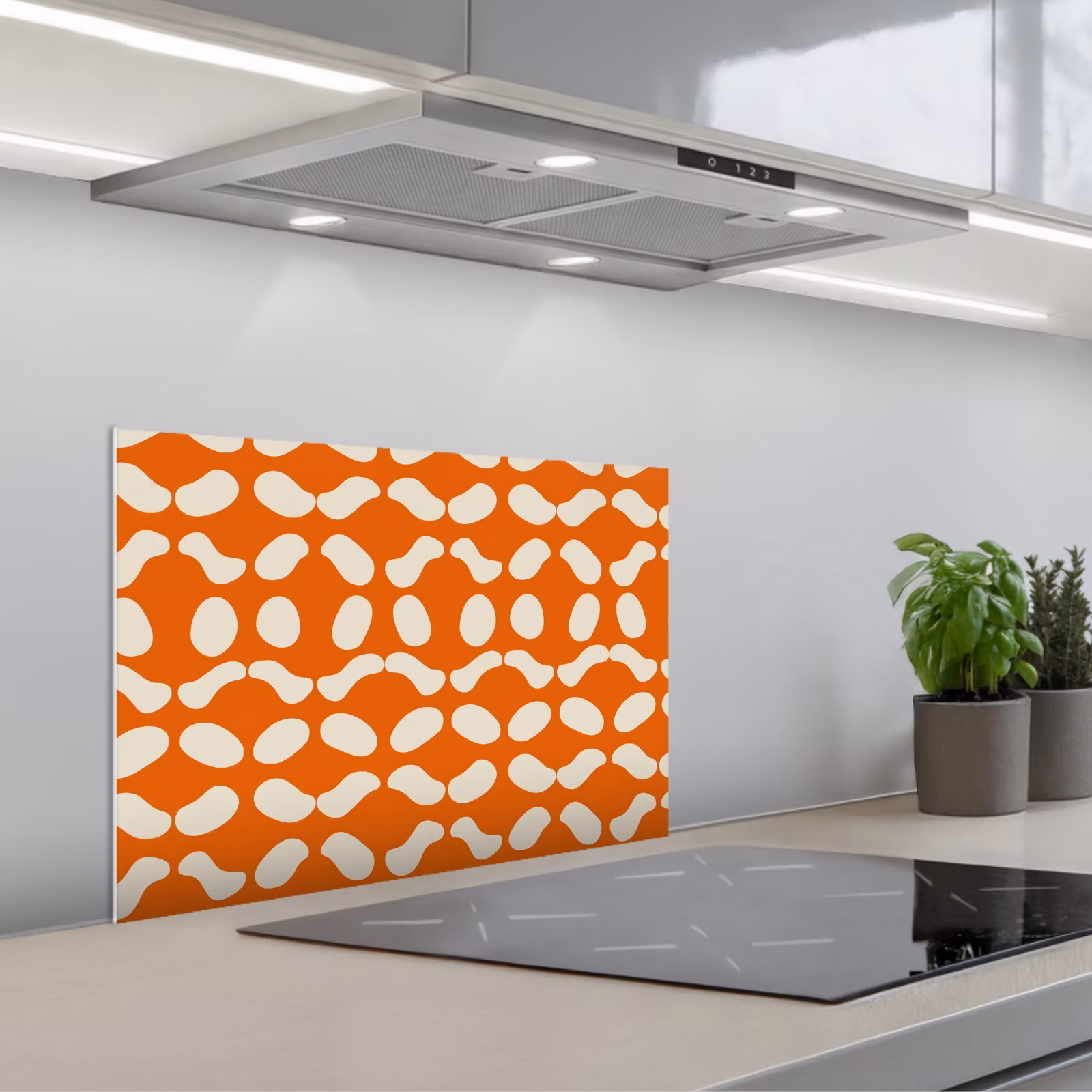 Paraschizzi cucina - Arancione - Forme organiche - Bianco — 1