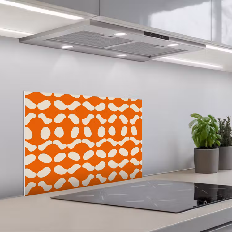 Paraschizzi cucina - Arancione - Forme organiche - Bianco — 1