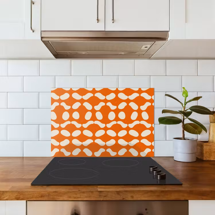 Paraschizzi cucina - Arancione - Forme organiche - Bianco — 3
