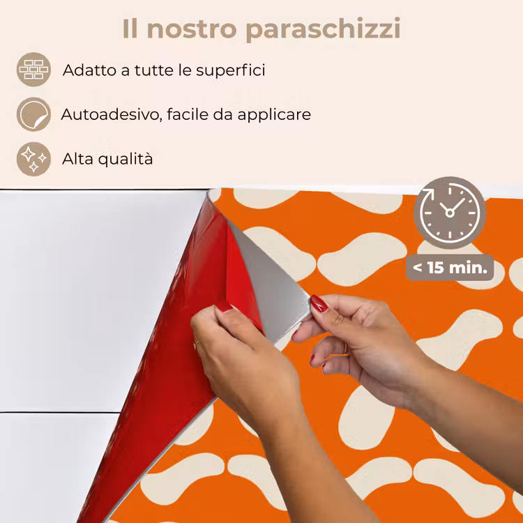 Paraschizzi cucina - Arancione - Forme organiche - Bianco — 4