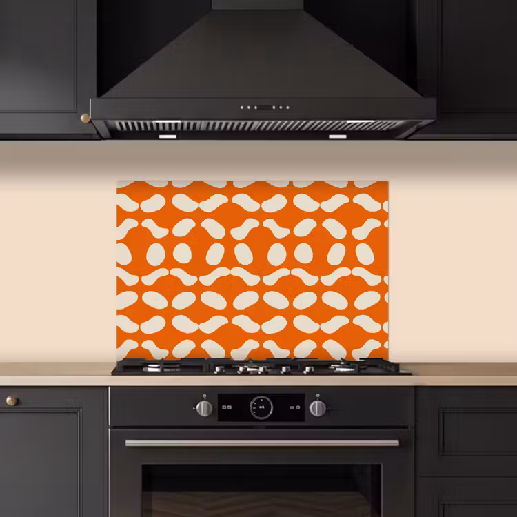 Paraschizzi cucina - Arancione - Forme organiche - Bianco — 5