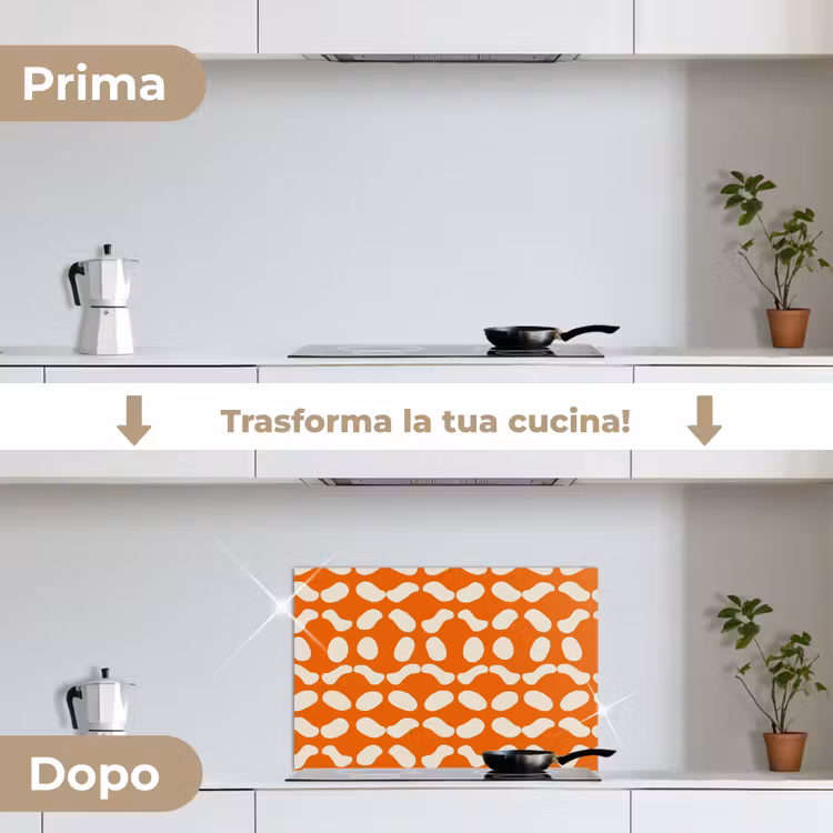Paraschizzi cucina - Arancione - Forme organiche - Bianco — 7