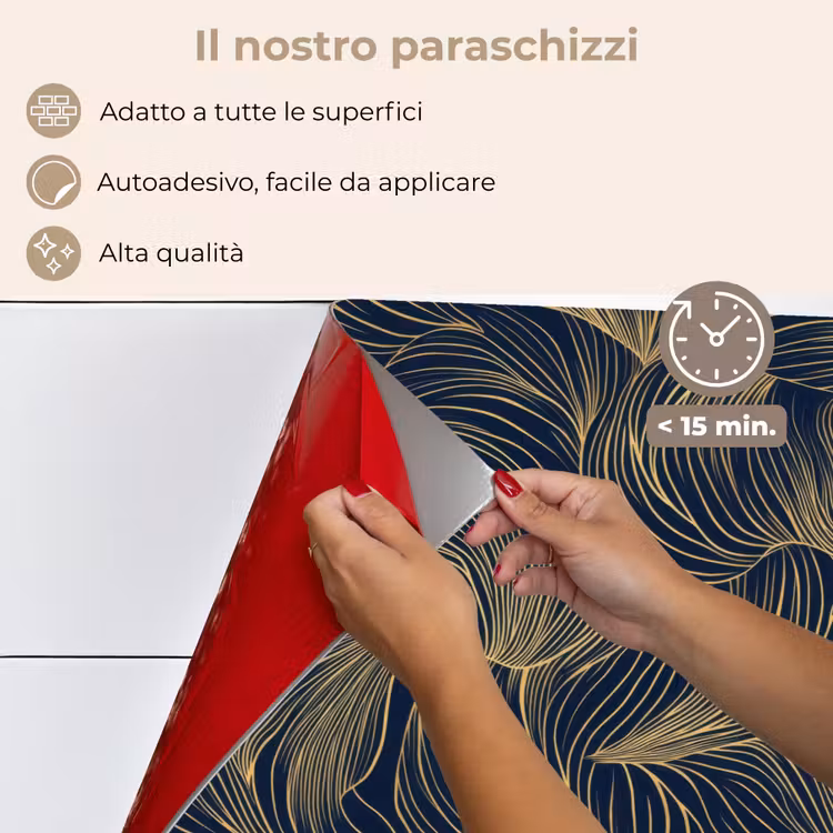 Paraschizzi cucina - Astratto - Linee - Blu - Oro — 4
