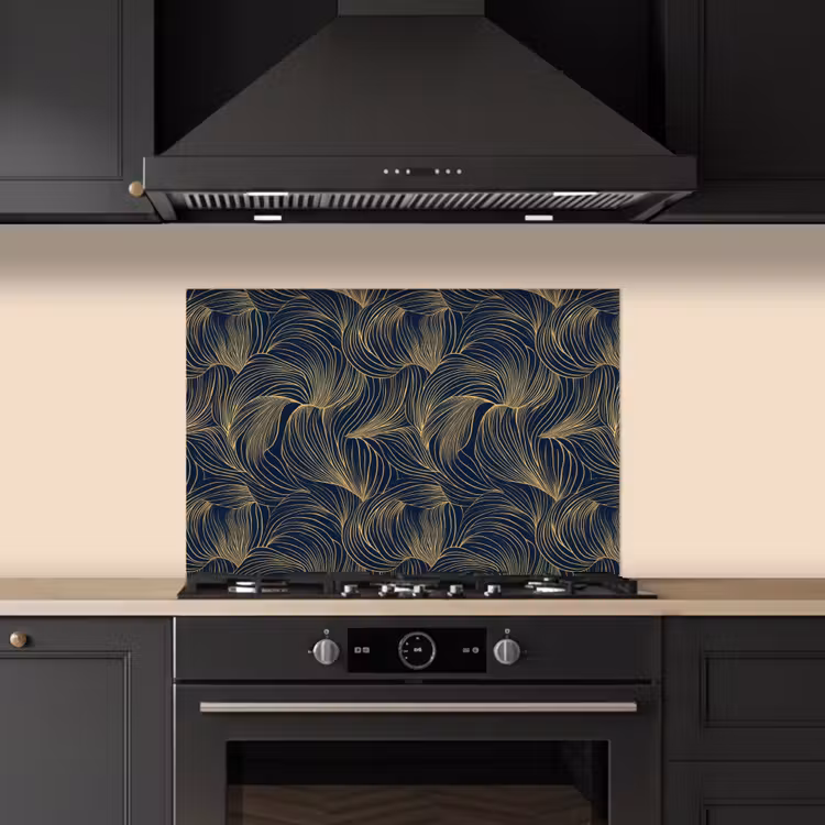 Paraschizzi cucina - Astratto - Linee - Blu - Oro — 5