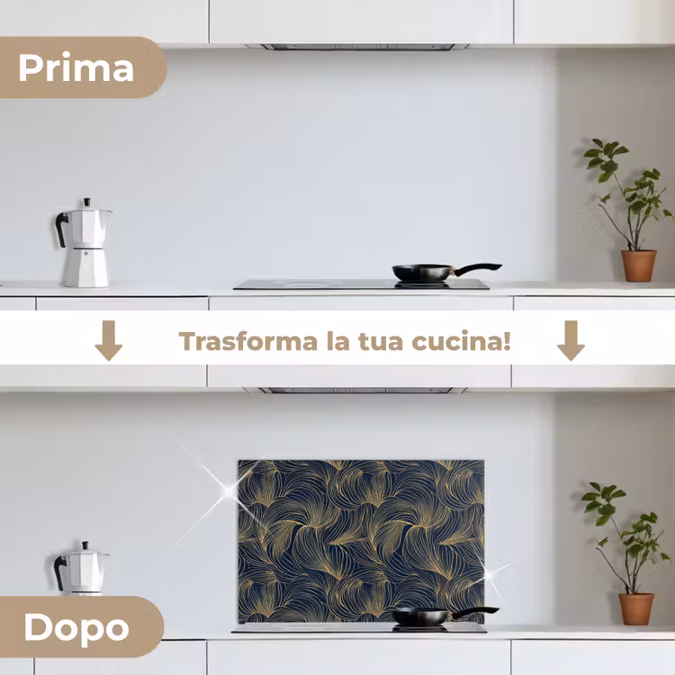 Paraschizzi cucina - Astratto - Linee - Blu - Oro — 7