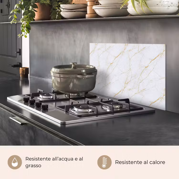 Paraschizzi cucina - Bianco - Marmo - Oro - Lussuoso — 2