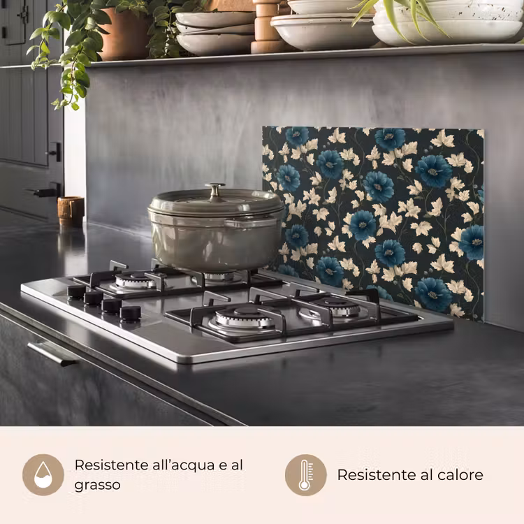 Paraschizzi cucina - Botanico - Fiori - Blu — 2