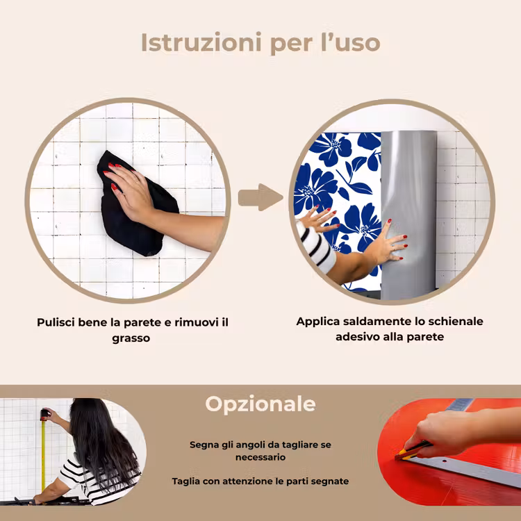 Paraschizzi cucina - Floreale - Moderno - Blu — 6