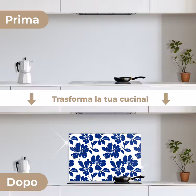 Paraschizzi cucina - Floreale - Moderno - Blu — 7