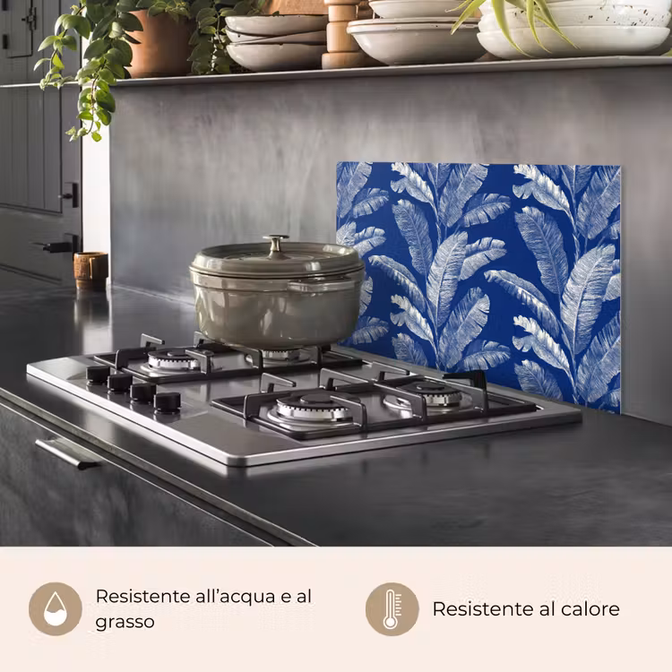 Paraschizzi cucina - Foglia - Palma - Blu — 2