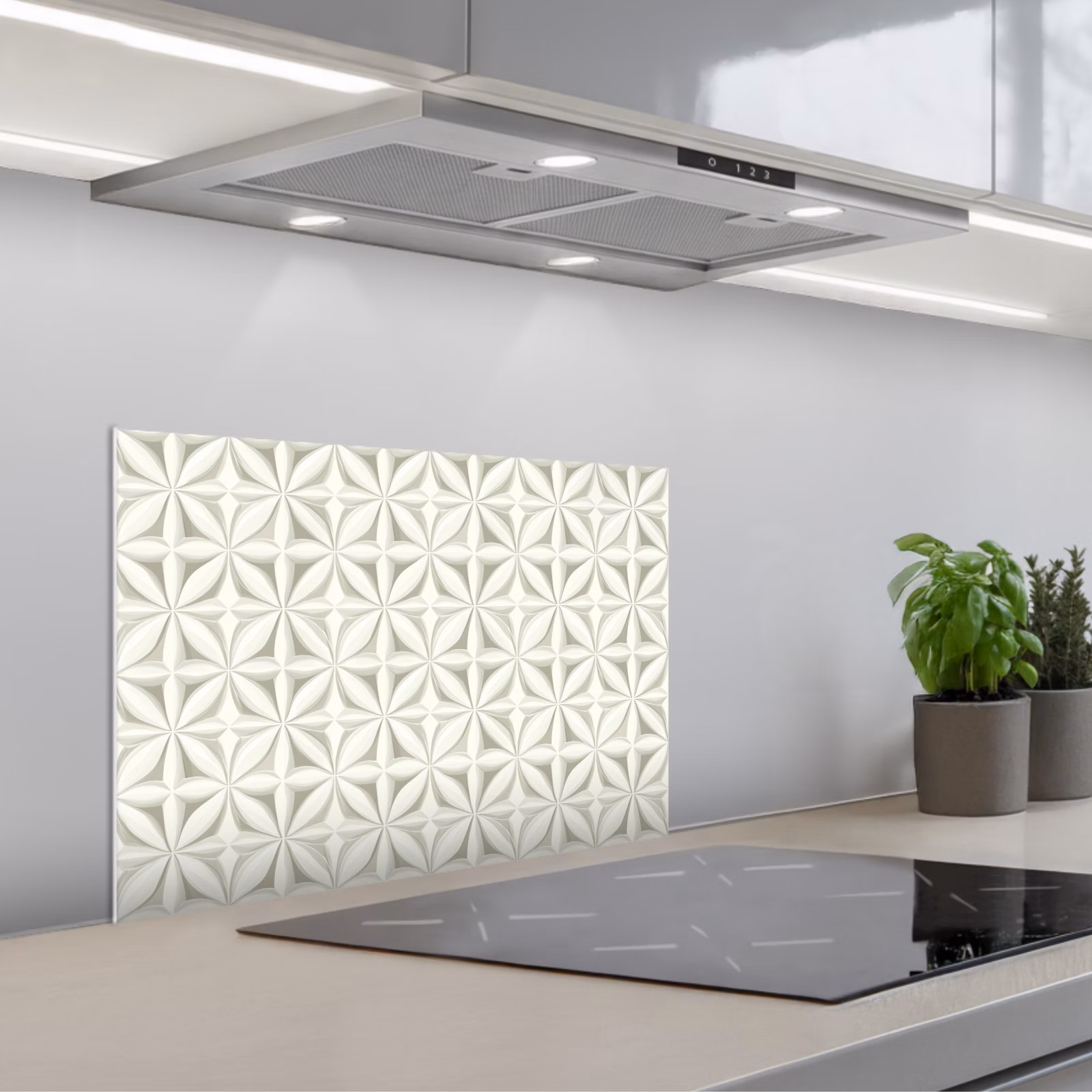 Paraschizzi cucina - Astratto - Texture - Grigio - Bianco — 1