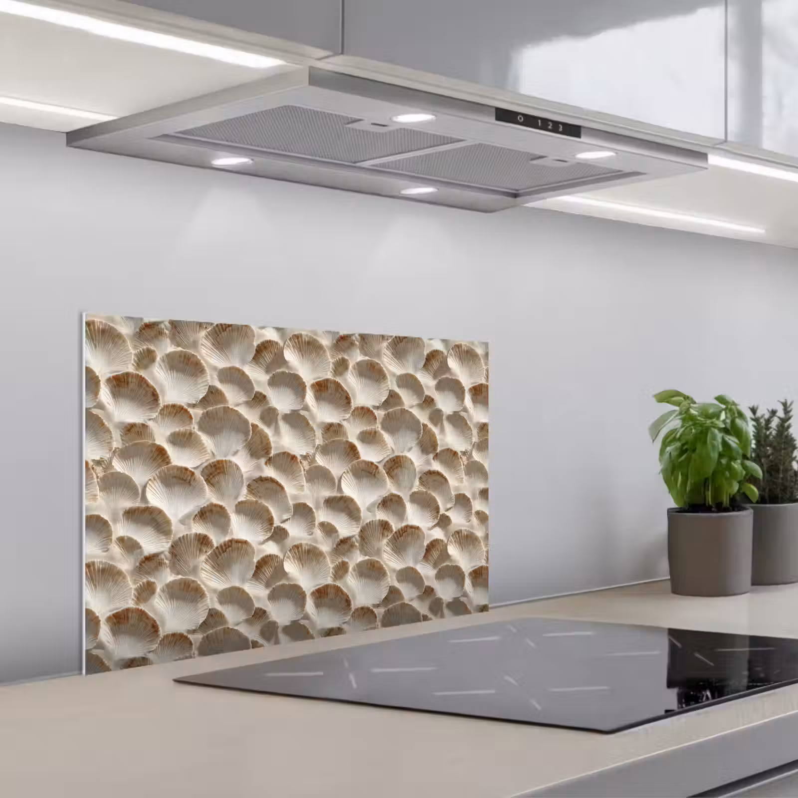 Paraschizzi cucina - Conchiglie - Forma a ventaglio - Bianco — 1