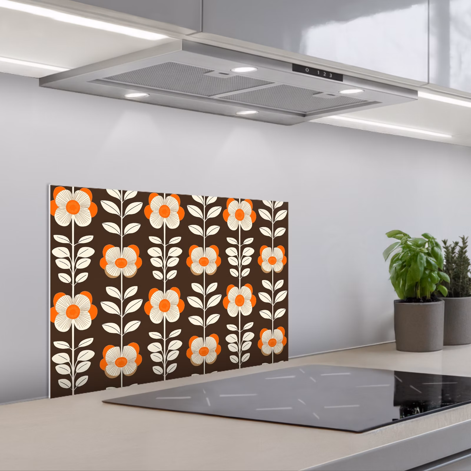 Paraschizzi cucina - Fiori - Retrò - Marrone — 1