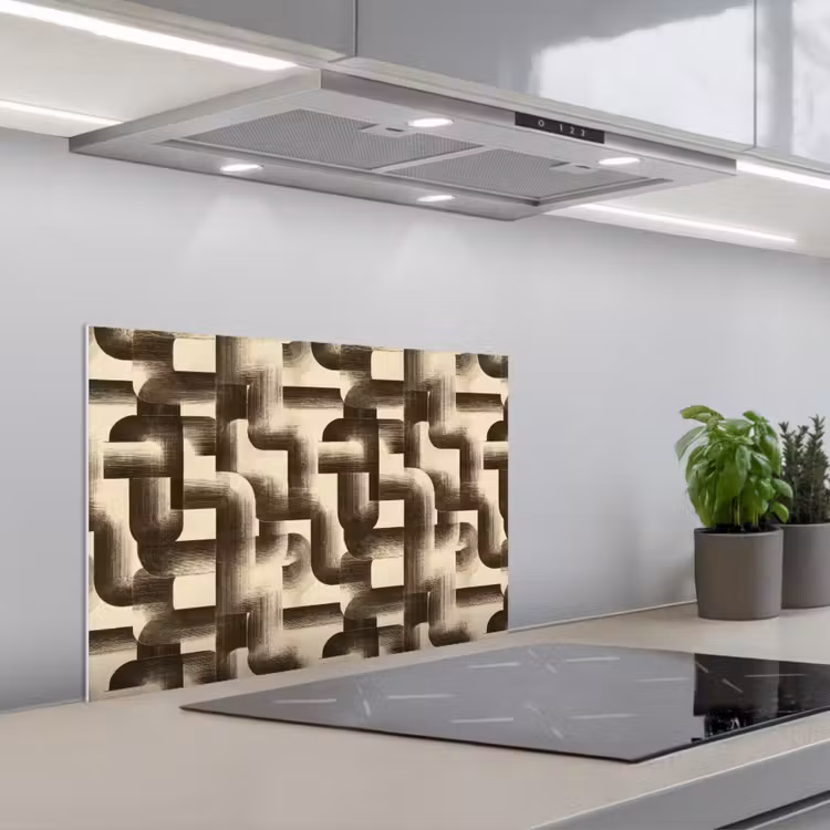 Paraschizzi cucina - Astratto - Retrò - Nero — 1