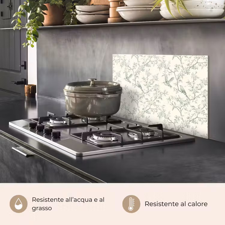 Paraschizzi cucina - Classico - Uccelli - Verde — 2