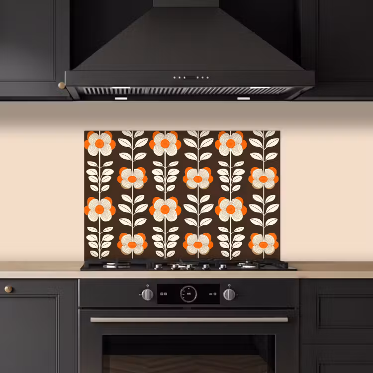 Paraschizzi cucina - Fiori - Retrò - Marrone — 5