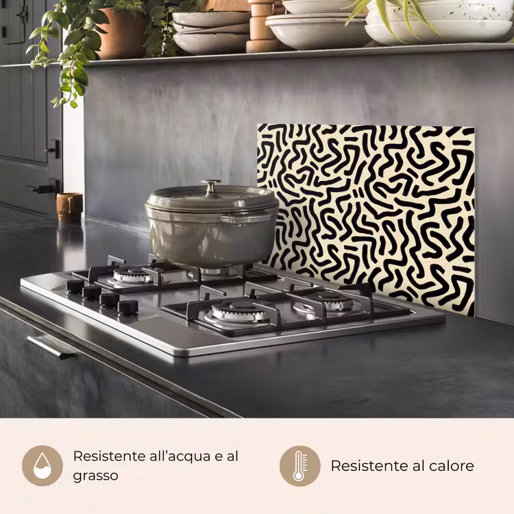 Paraschizzi cucina - Astratto - Linee - Nero — 2