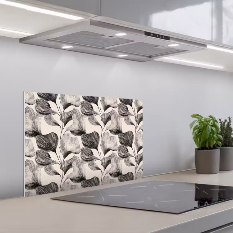 Paraschizzi cucina - Botanico - Foglie - Nero — 1