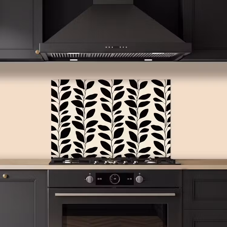 Paraschizzi cucina - Botanico - Motivo - Nero - Beige — 5
